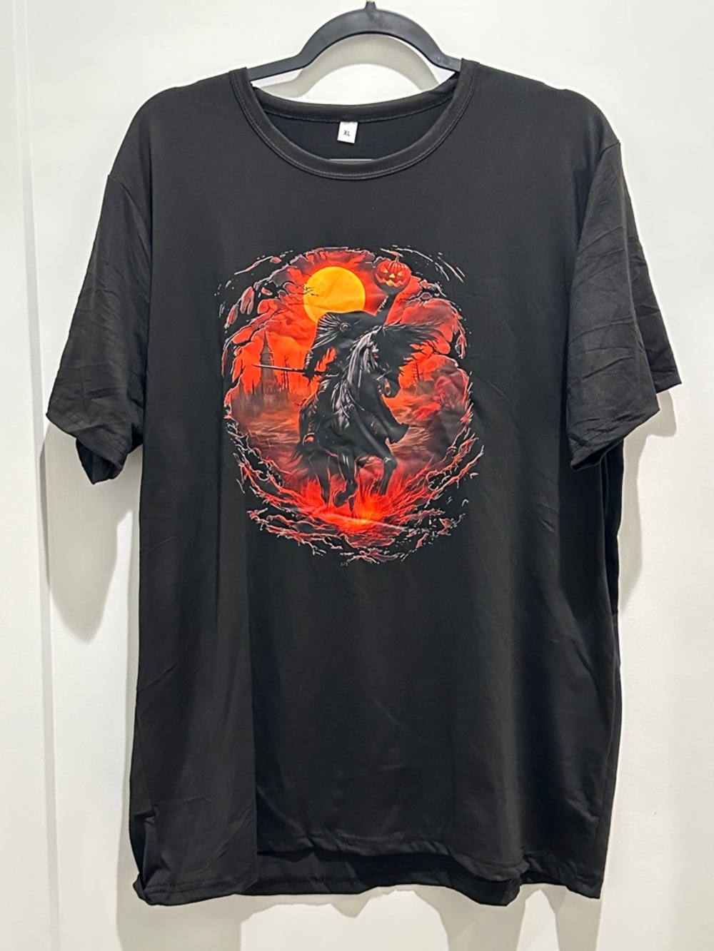 Black Graphic Tee with The Headless Horseman Design